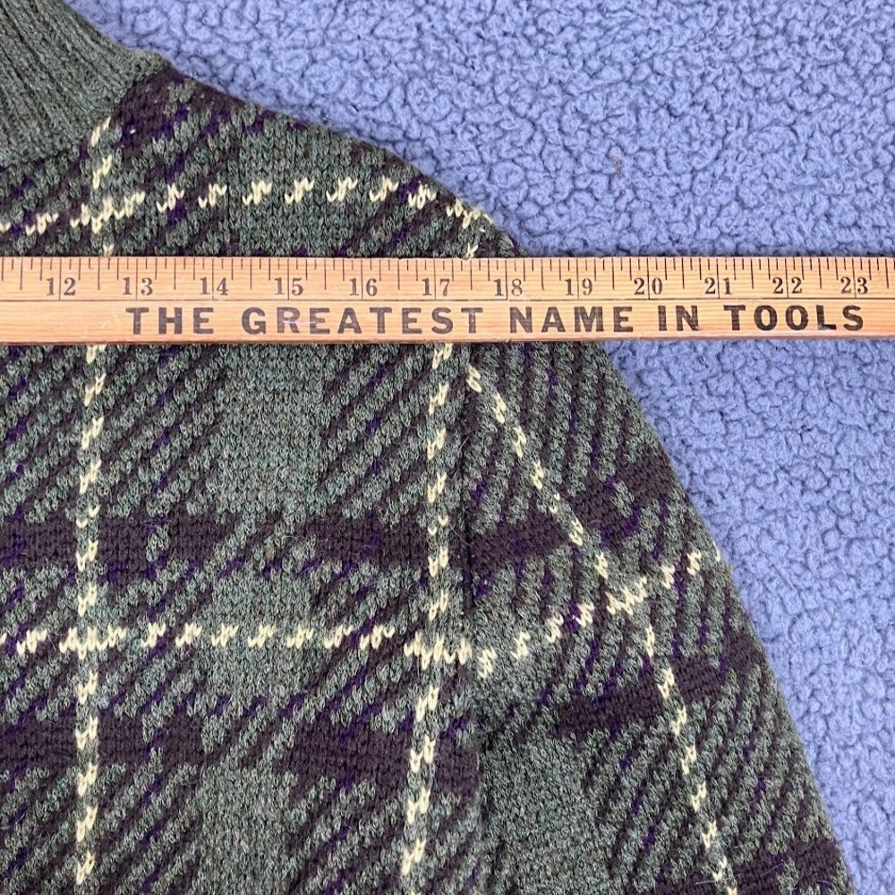 Kasper & Company ASL Wool Mohair Blend Plaid Full Zip Cardigan Sweater Green M - Picture 5 of 11